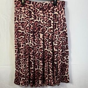 The Drop Pink Leopard Print Pleated Midi Skirt Size Large